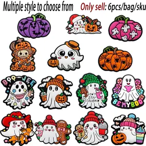 6pcs Silicone Beads Halloween Pumpkin DIY Crafts, Plastic Keychain Phone Chain Car Decorations, Handmade Jewelry Making Supplies