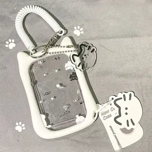 1pcs Cute Cat-Ear Frame Transparent ID Card Holder with Cat Design, Features a Spring-Loaded Lanyard to Prevent Loss, Ideal as a Gift for Birthdays, Graduations, Student Gifts, Perfect for Office, School, and Student Use as a Keychain