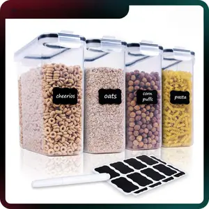 8 PCS 4 Pack Airtight Cereal Containers Food Storage Containers & Cereal Dispenser For Pantry Organization Canisters For Kitchen Counter Set Lids