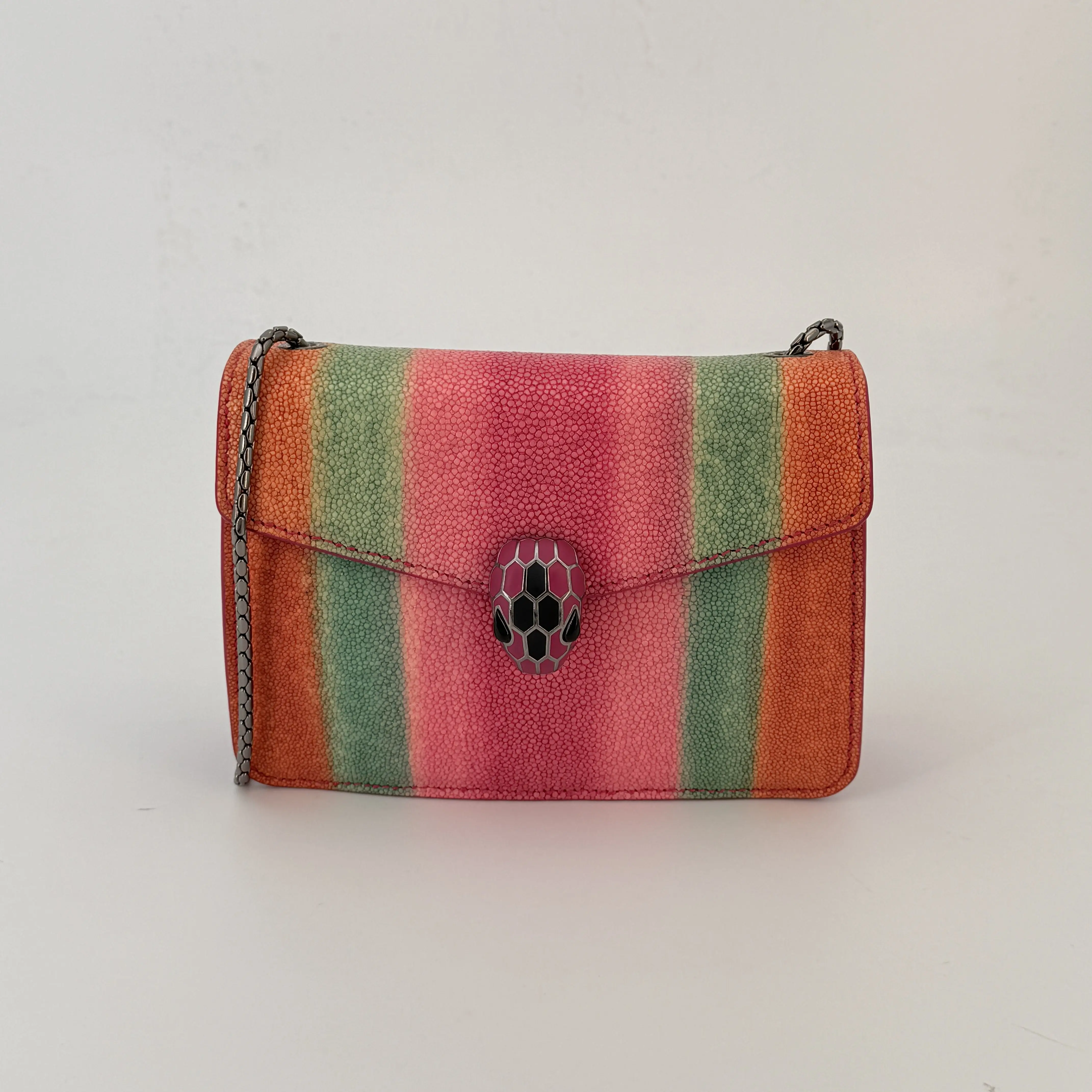 Pre-owned Bvlagri calfskin Crossbody Bags BULGARI Galuchat Serpenti Forever Crossbody Bag