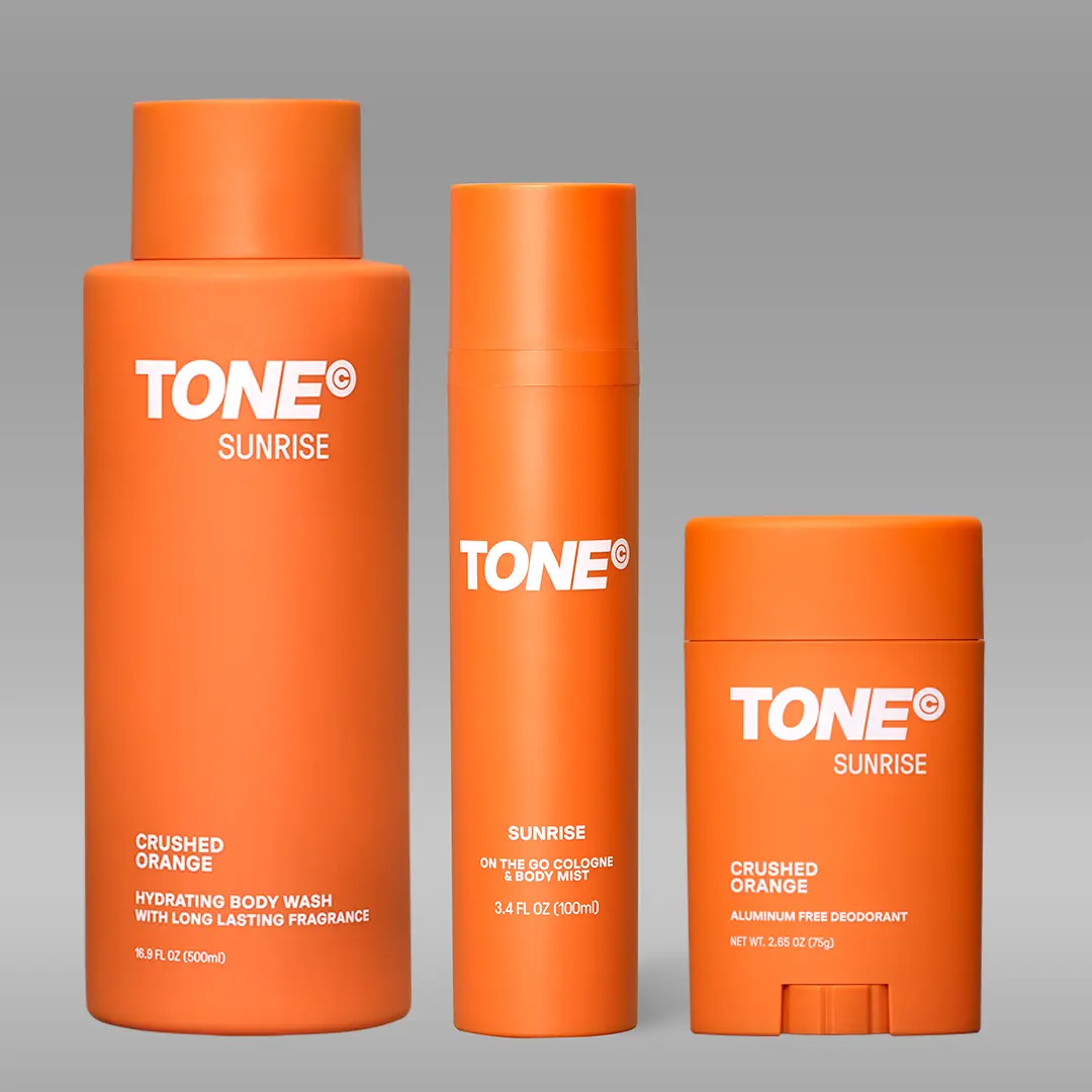 tone 3-Piece Sunrise Scent Body Care Set with Hydrating Body Wash, Aluminum-Free Deodorant, and Travel-Safe Cologne Mist, Scented, Body Care Products, Cleanser