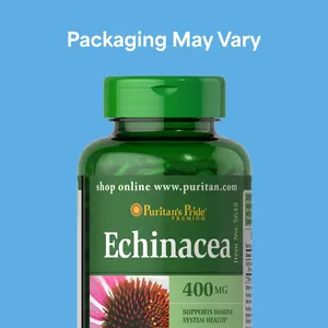 Puritan's Pride Premium Echinacea Natural Whole Herb Herbal Supplement 400mg, Dietary Supplement for Health, Immune System Support, 200 Rapid Release Capsules
