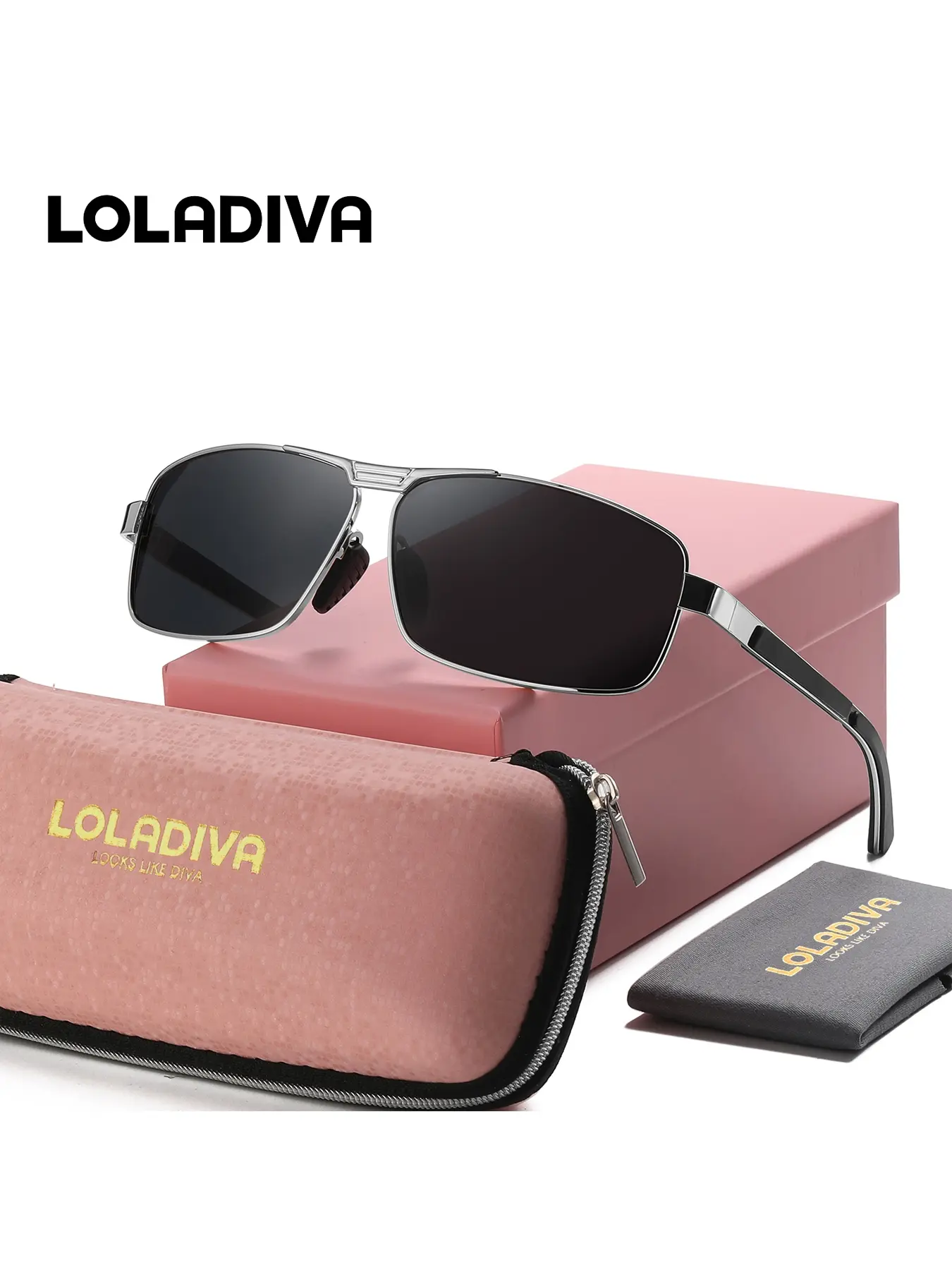 LolaDiva Unisex Subtle Style Full Frame Sunglasses Enduring Appeal Square Frame Sunglasses UV400