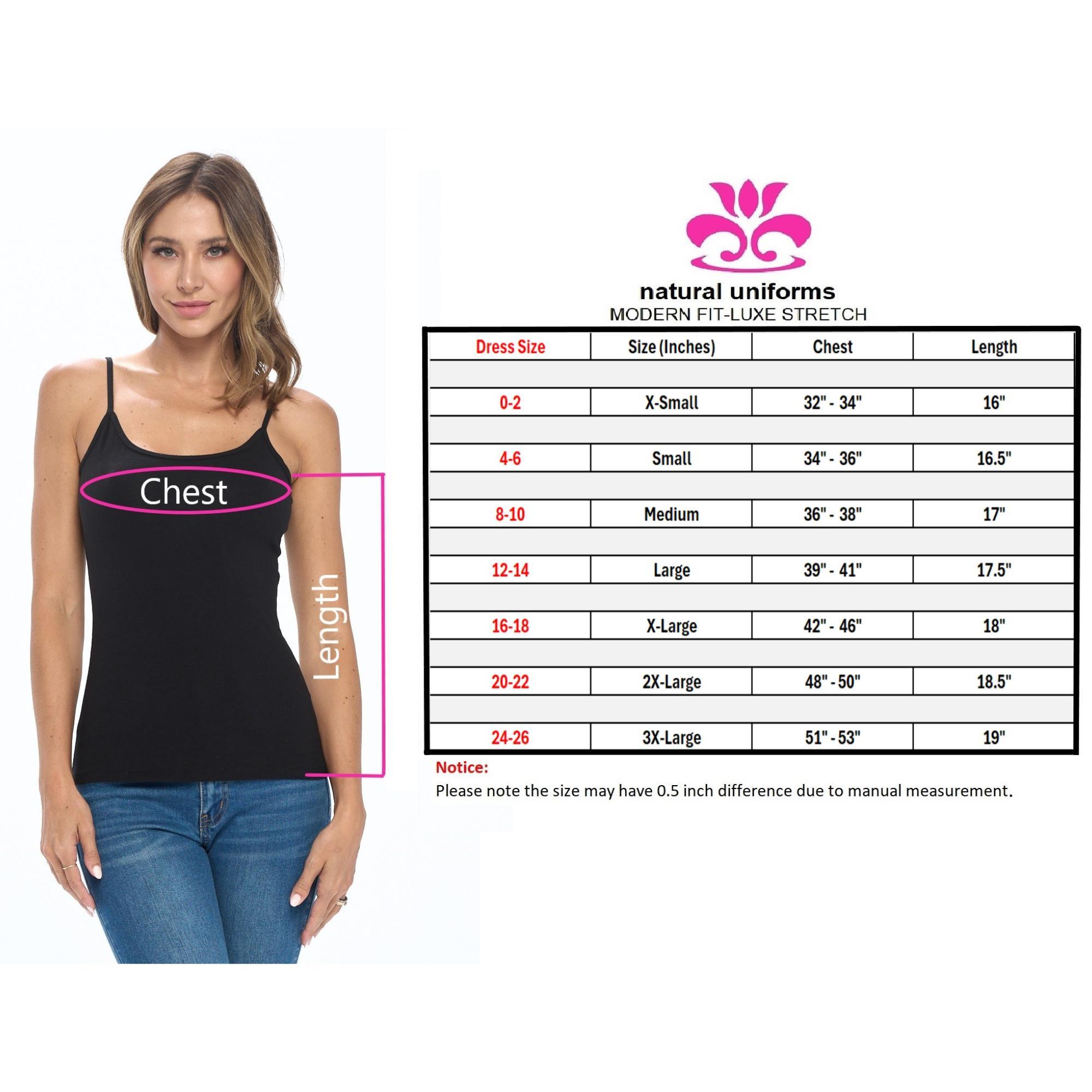 Natural Uniforms Women’s Cotton Stretch Camisole Tank Top – Adjustable Strap Basic Layering Cami, Soft Breathable Top