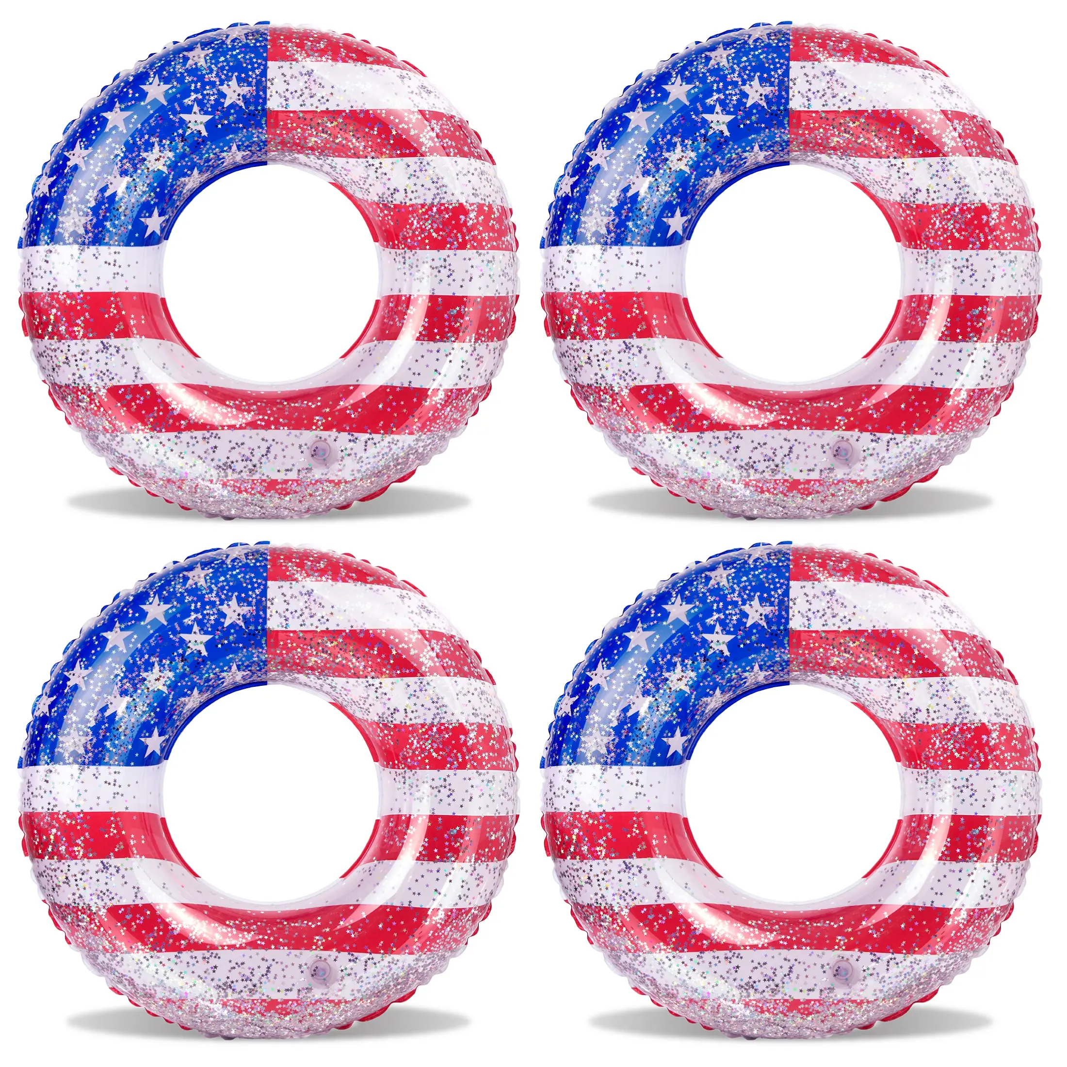 POZA Children's Inflatable Donut Pool Float Swim Rings - 23 in, UV-Resistant, USA-Sourced, Set of 4, Inflatable Pool Float Swim Rings