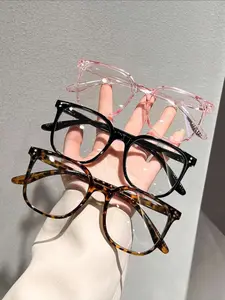 3 Pairs Unisex Fashion Classic Square Simple Plain College Style Decorative Glasses, Daily Wear, Fashion Accessories, All Seasons, Leopard Pattern Eyeglasses