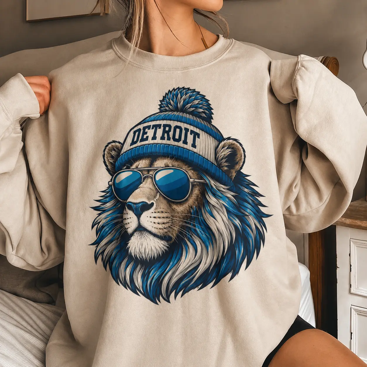 Detroit Game Day Vintage Sweatshirt, 90s Retro Graphic Tee, Funny Mascot Oversized Shirt, Football Fan