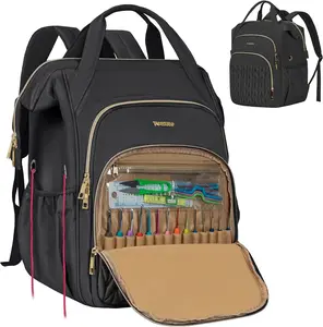 Knitting Bag Backpack Large Water-resistant Yarn Storage Organizer Tote Bag Yarn Holder for Crochet Hooks Knitting Needles Supplies