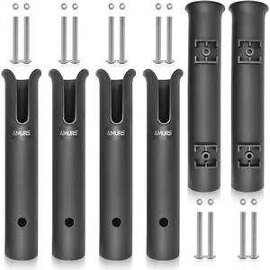 6 Tube Fishing Rod Holder Bracket Black Fishing Pole Holder with Screws for Garage Boat Cooler Trailer