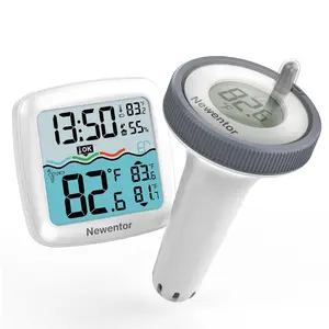 Pool thermometer floating easy read digital ipx8 swimming pool thermometer wireless water temperature gauge with indoor temperature floating thermostat for hot tubfish tank white