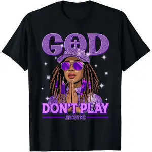 🙏[100% Cotton]"God Don’t Play About Me" Black Women Afro African Christian T-Shirt, Inspirational Faith Graphic Tee, Soft Cotton Crew Neck Top, Empowering Religious Shirt, Perfect Gift for Christian Women and Moms, Bold Statement Apparel for Daily Wear