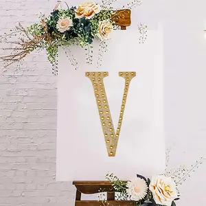 Decorative Rhinestone Alphabet "V" Letter Stickers 8", Gold Glitter Adhesive Craft Letters - DIY Sparkle Embellishments