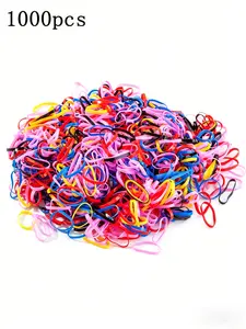 1000Pcs Colorful Disposable Hair Ties, Bulk Elastic Rubber Bands, No Damage Ponytail Holders for Kids & Adults, Stretchy Tie Band