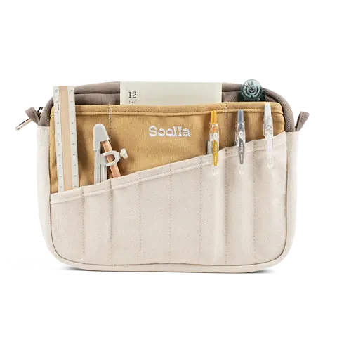 Soolla® Studio Pouch, Driftwood – 20-Pocket A5 Stationery & Art Tool Organizer with YKK Zipper