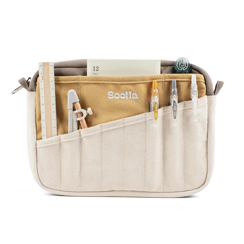 Soolla® Studio Pouch, Driftwood – 20-Pocket A5 Stationery & Art Tool Organizer with YKK Zipper