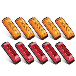 Partsam 10Pcs 3.9 inch 3LED Side Marker Clearance Lights with Reflectors for RV Truck Trailer Camper UTE UTV, Sealed Waterproof, 12V, Surface Mount (5 Amber+5 Red)