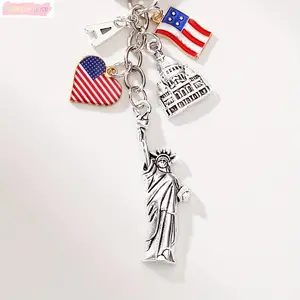 1 Pc Silver Statue Of Liberty Keychain American Flag Capitol Charms Aesthetic Bag Charm For Women Men America 250 Patriotic Souvenir 4th Of July Gift Meaningful New York Travel Keepsake Car Key Accessory