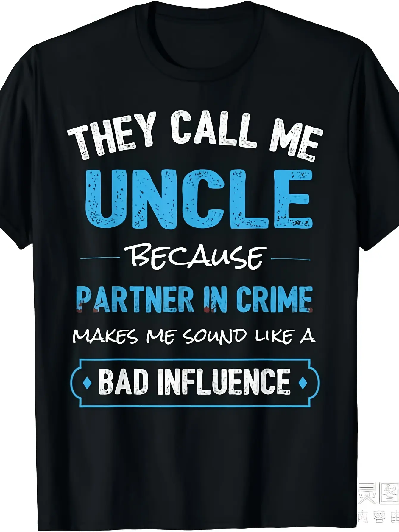 Funny Uncle Shirt Uncle Partner In Crime from Niece Nephew T-Shirt Black Small Same style for men and women  summer short-sleeved printed T-shirt pure cotton 220G Casual Wear Summer Outfit Playful Fashion Graphic Tee Lightweight Fabric