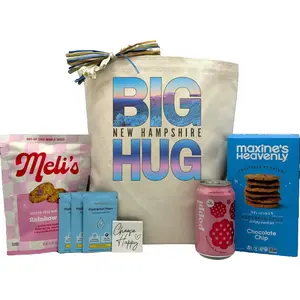 Itsonlynaturalgifts Big New Hampshire Hug Gift Basket with Meli's Cookies Maxine's Heavenly Chocolate Chip Snacks and Hydration Hero