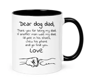 Dear Dog Dad Funny Coffee Mug, Funny Dog Dad Appreciation Cup, Birthday Gift for Him, Father’s Day Gift for Dog Dad