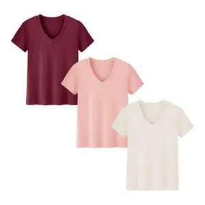 Showitty Womens 1/3 Pack T-Shirts Basic Short Sleeve V Neck Tops Summer Clothes