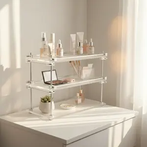 3-Tier Acrylic Light Axis Desk Shelf | Adjustable Height Organizer | Mounting Tools Included