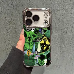 Alien Collage Art Phone Case for iPhone 17 AIR 17 PRO 16 PRO 15  PRO MAX  14 PLUS 13 PRO 12 11 series (silicone softshell) airbag anti-drop and shockproofmobile phone protective case, Accessories, Smartphone