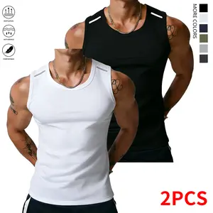 Men’s casual sleeveless shirt with a crew neck design, breathable athletic tank top suitable for outdoor running and activities,summervibes