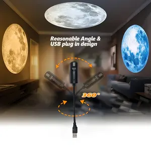 1 Lamp + 3/4/7 Moon Lamp Inserts (Yellow, White, Blue, Pink). USB Interface Plug. Portable LED Projector Lamp. Bedroom Ceiling Photo Background. 360 °   Rotatable USB Lamp Fixture. Ceiling Decoration