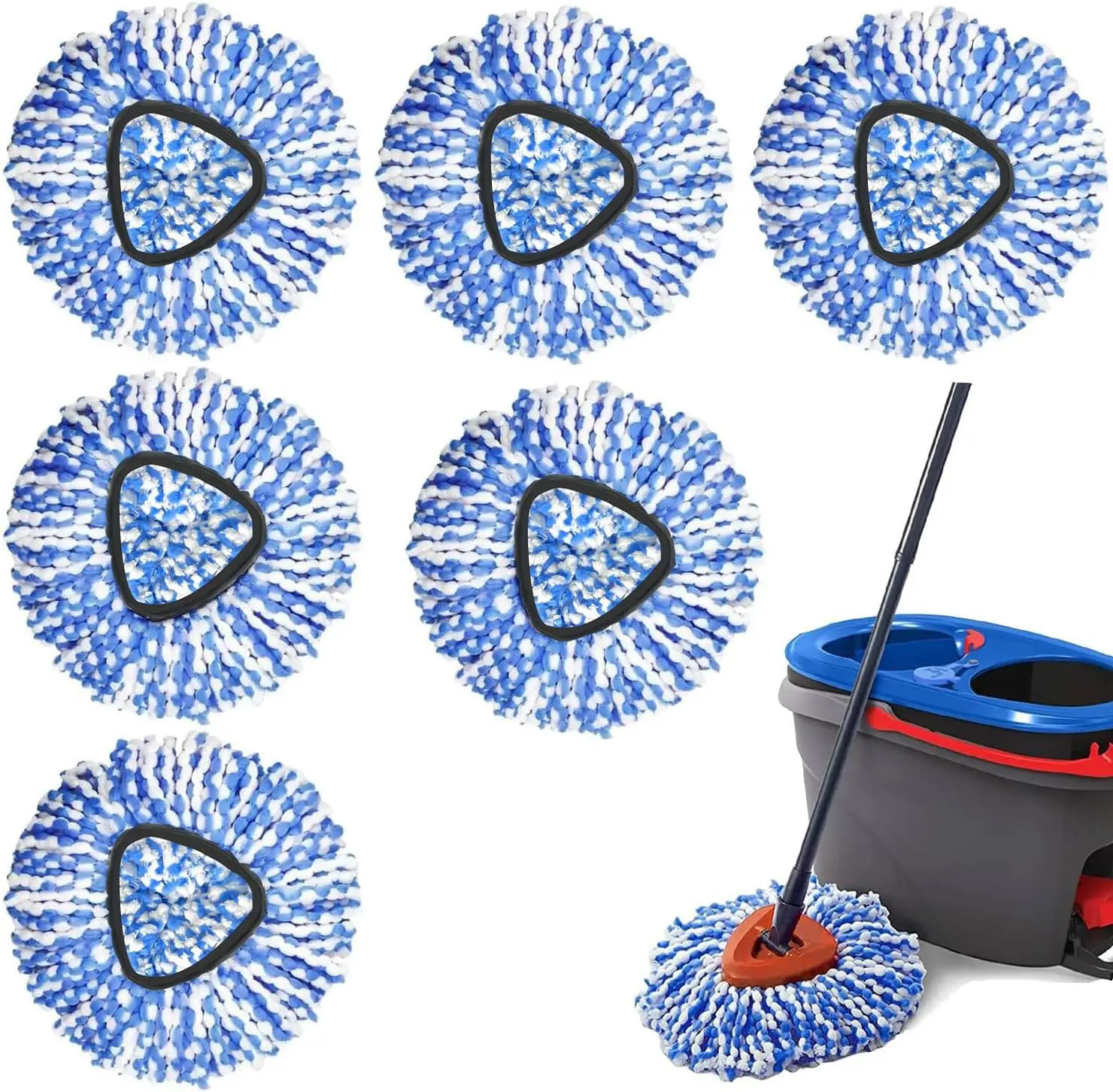 6 Pack Spin Mop Replacement Heads Compatible with Ocedar RinseClean 2 Tank Mop System,Microfiber Mop Refill Heads for O Cedar Cleaning  Hard-surfaced Floor