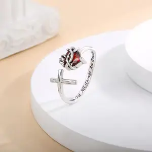 1PC Fashion Cubic Cross Ring For Women For Wedding Engagement Party Jewelry Valentine's Day Gift