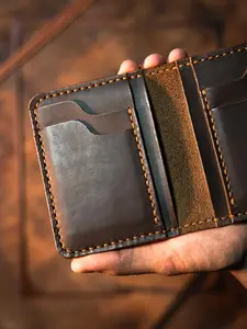 Handmade Leather Wallet 8 Pockets Bifold Hand Stitched Burnished Edges Best Gift For Him Anniversary Valentines Day Gift