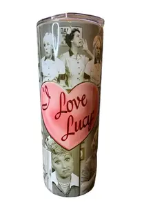 I Love Lucy Heart - Black & White Clip Collection - 20oz Skinny Straight Sublimation Tumbler - Amy's Tumbler Junkies, Your Favorite Tumbler Shop!
