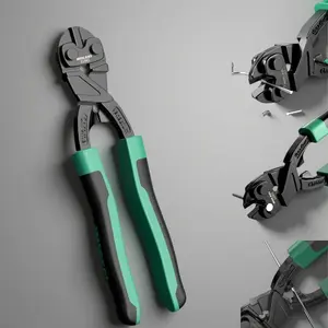 8-Inch Heavy-Duty Bolt & Wire Cutting Pliers, Vanadium Steel Forged High-Hardness Cutter, Labor-Saving Design with Sharp Cutting Edges, Compact Portable Mini Size, Thickened Anti-Slip Rubber Grip, Ideal for Rebar, Steel Wire & Iron Wire Cutting