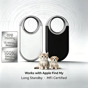 GPS Pet Tracker for Dogs Cats, Works with Apple Find My, No Monthly Fee, Real-Time Location Tracking Tag, Waterproof Pet Collar Device with 10 Months Long Battery Life, Anti-Lost Smart Locator for Small Medium Large Pets