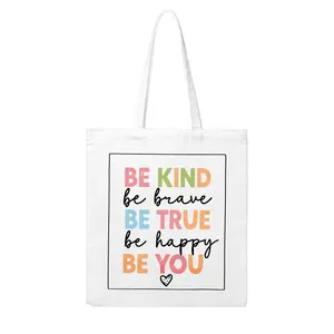 Womens Printed Canvas Tote Bag Be Kind Be Brave Be True Be Happy Be You Inspirational Quote Summer Spring Stylish Durable And Versatile Perfect For Any Occasion