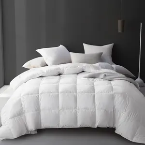 Luxury White Goose Feather Down Fiber Comforter King Size, 100% Cotton All Season Duvet Insert, Fluffy Medium Warmth Bedding Comforter with 8 Corner Loops, White 106x90 Inch