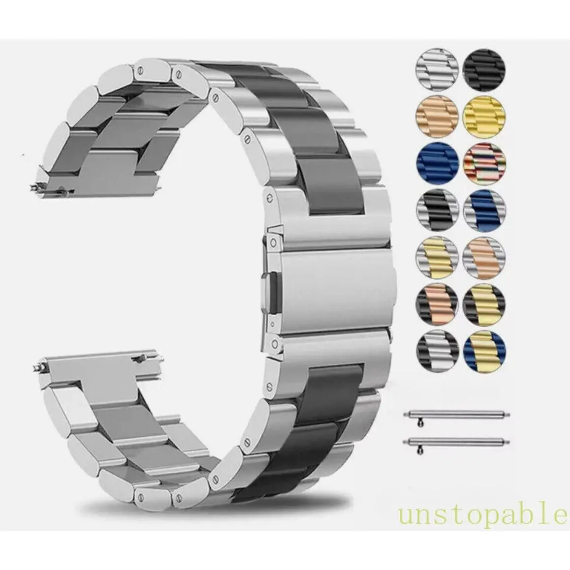 Stainless Steel Removable Straps Replacement Watch Band - 18/20/22mm Metal Strap with 2-in-1 Link Removal Toolkit