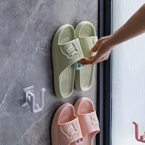 4pcs Slipper Rack, Wall Hanging Waterproof Hook, Wall Mounted Slipper Hook, Self-Adhesive Bathroom Shoe Hook, Household Space Saving Organizer For Bathroom, Home, Dorm, Over The Door