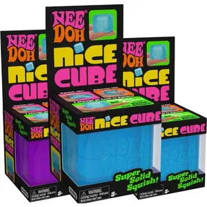 Needoh Nice Cube Sensory Toy with a Super Solid Squish - Always Returns to Its Square Shape - Colors May Vary 3 Pack