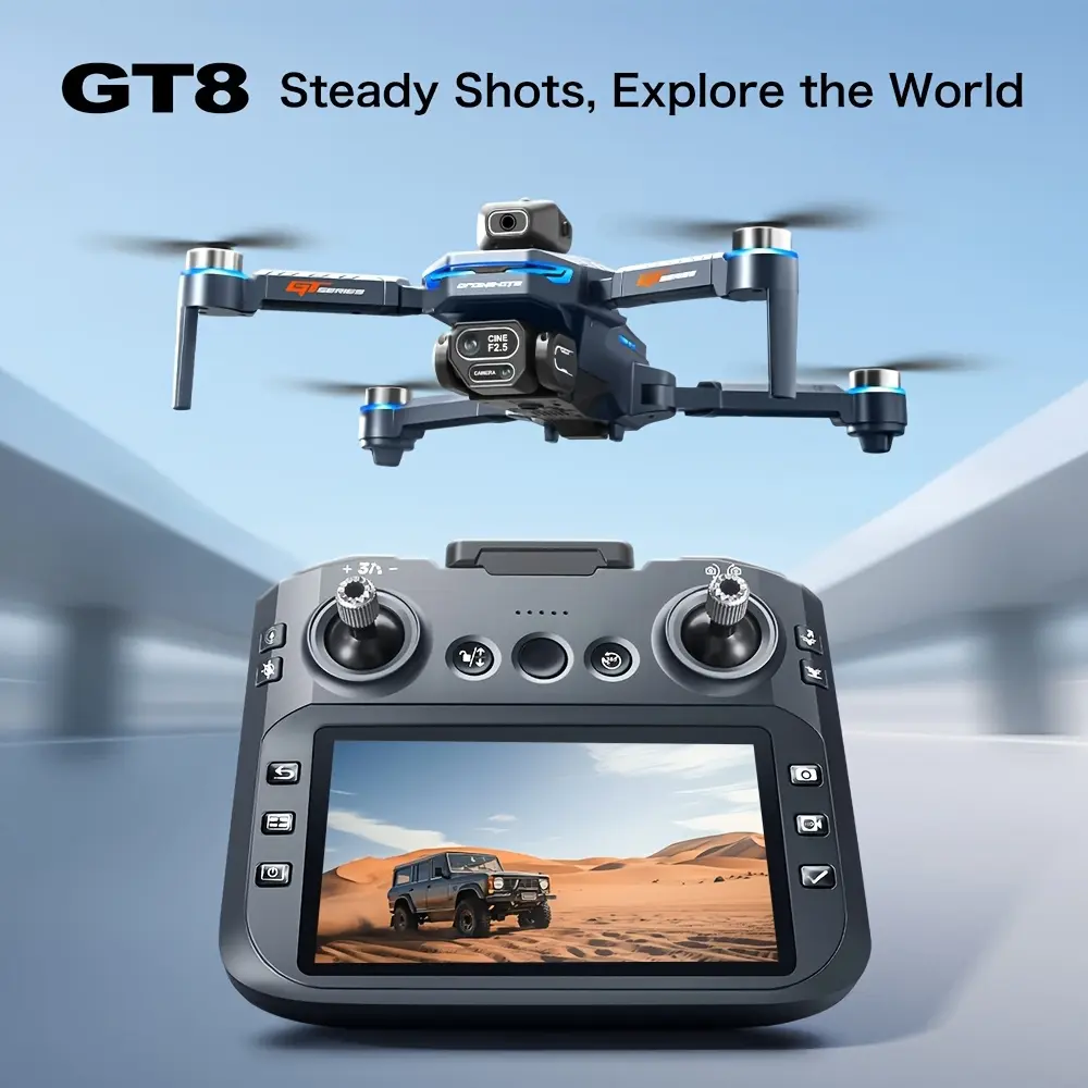 GT8 Brushless Motor 6K Drone, Remote Control Drone with LCD Remote Control, Equipped with Altitude Hold and One-Key Return Function, 5G WiFi FPV Aerial Photography System, Suitable for Beginners and Outdoor Use