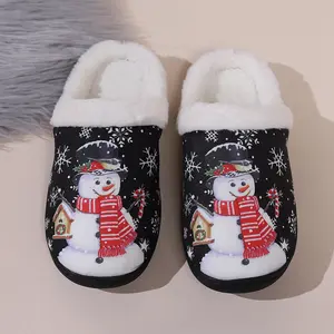 Cozy Snowman Print Slippers - Soft, Non-Slip Rubber Sole, Machine Washable, Indoor/Outdoor Use, Winter Warm Bedroom Slippers, Casual Slip-On Style, Winter Warm Slippers | Playful Design | Rubber Non Slip Sole