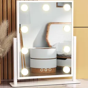 Mirror with Lights, Lighted Makeup Mirror Hollywood Makeup Mirror with 9 Dimmable Bulbs and 3 Color Lighting Modes,, 360°