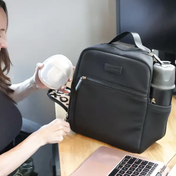 Fifi Mini Pumping Backpack by Sarah Wells - Wearable Pump Bag | Machine Washable Neoprene | Black