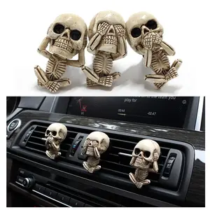 Skull Decor Car Air Freshener Vent Clip Goth Truck Interior Accessories for Men Women Teens Stuff for Jeep Horror Skeleton Auto Scents Halloween Dashboard Decorations Funny Christmas Gifts for Dad Mom