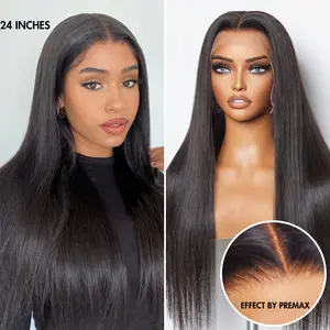 Luvme PreMax | Pre-cut & Plucked & Bleached Silky Straight Glueless Wear Go 13x4 Lace Front Wigs