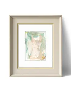 Original Abstract Watercolor Painting Fine Art Giclee Print, Size 5x7, Green, Peach, Pink