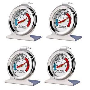 4-Pack Stainless Steel Kitchen Measuring Thermometer, Large Dial Analog for Refrigerator & Freezer