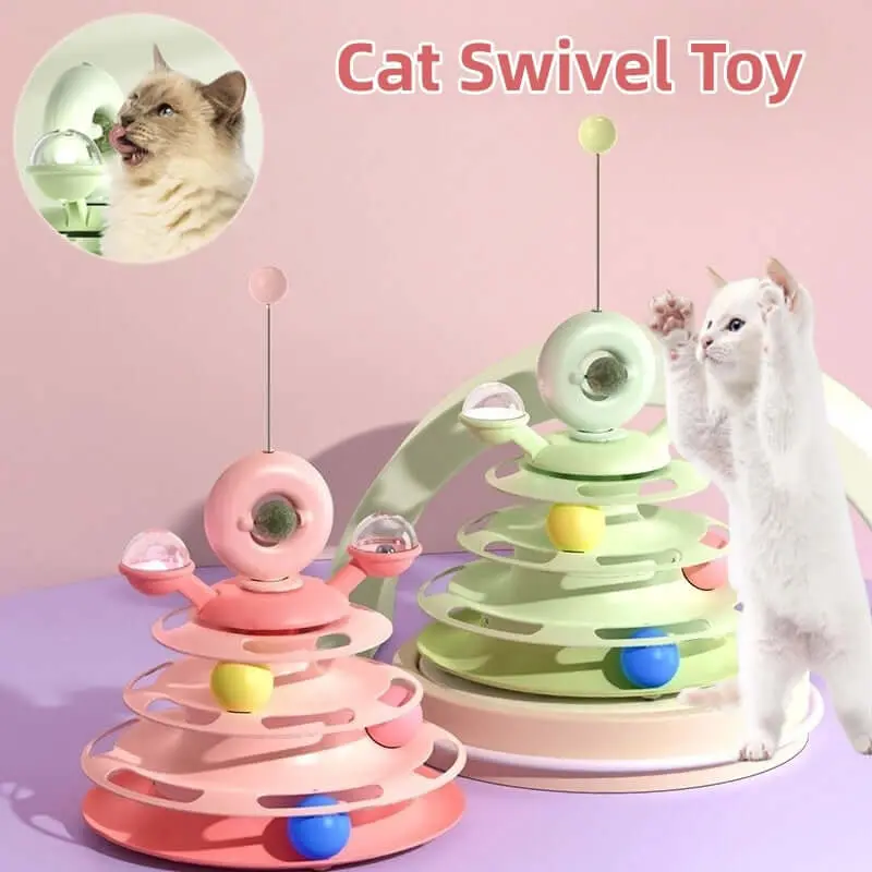 SpinStack™ – 4-Level Interactive Cat Ball Track Tower