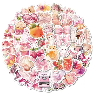 50pcs Pink Cute Little Bear Graffiti Series Stickers, Suitable for Faith Based Designs Such As Scrapbooks, Diaries, Laptops, Water Bottles, Cars, Etc., Gifts with Positive Information, Decals Sticker